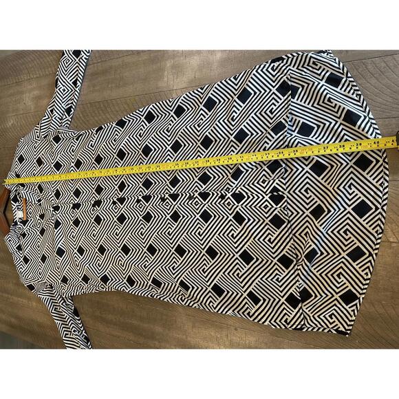 Diane Von Furstenberg 100% Silk Prita Black Geo Striped Shirt Dress Women’s sz 4 - Picture 10 of 11